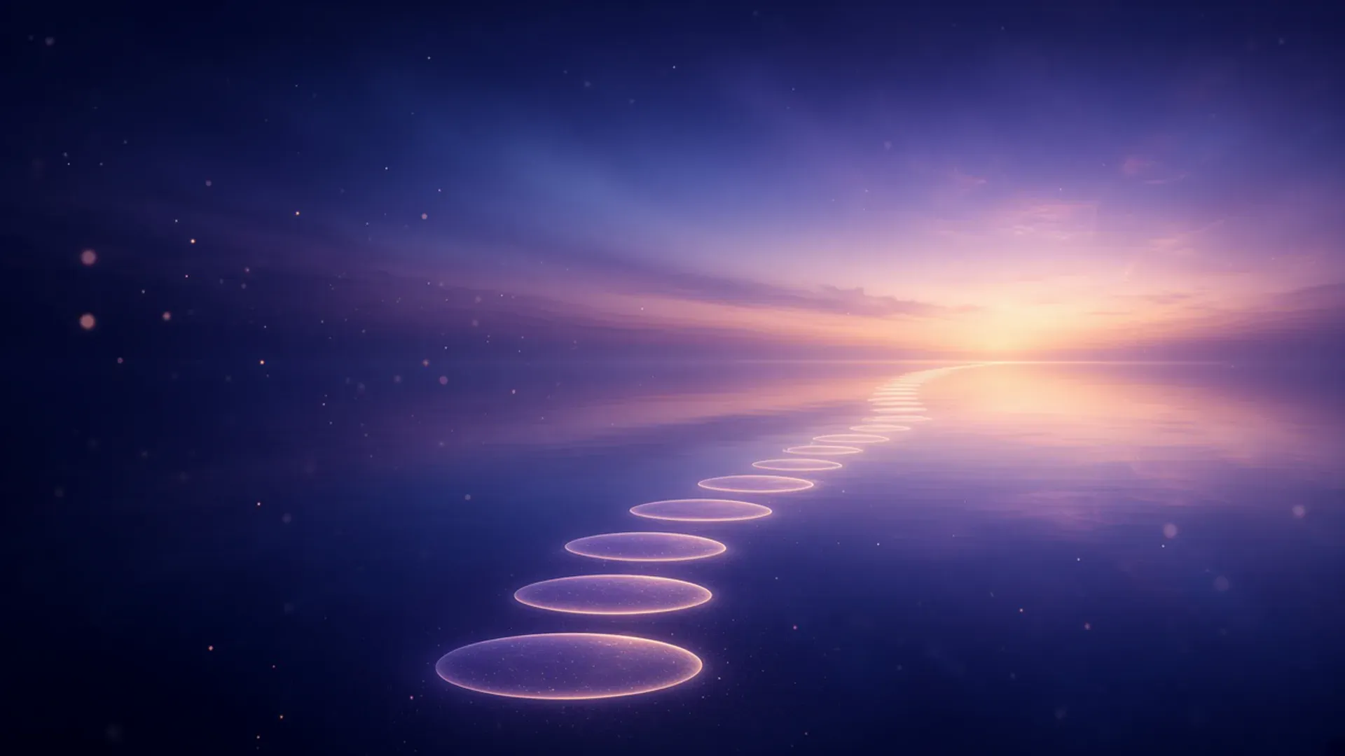 Mood art for Inner Whisper — darkness opening toward light, brand visual not a product photo