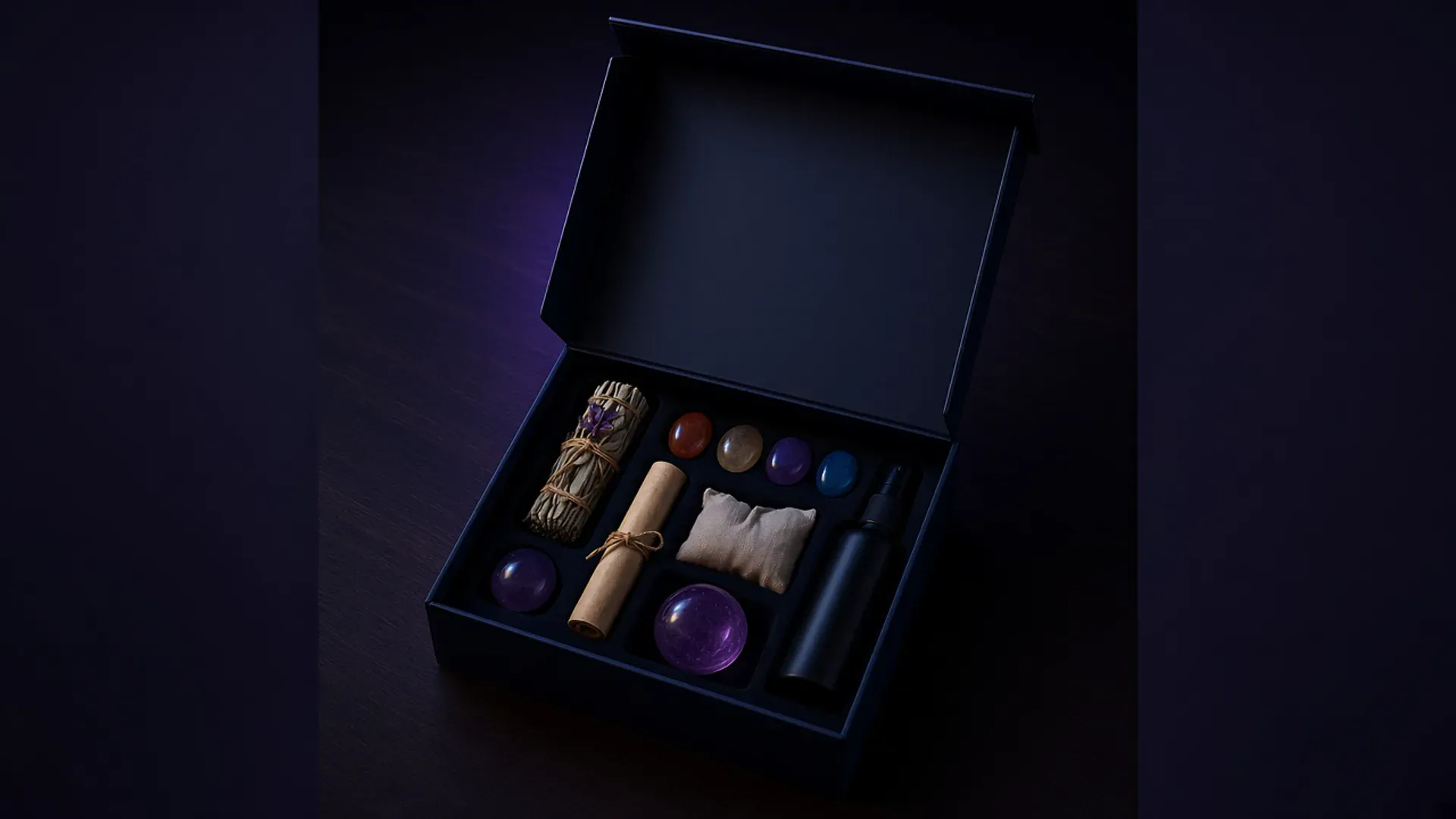 Mood art for The Living Form pillar — soft violet sanctuary atmosphere, brand visual not a product photo